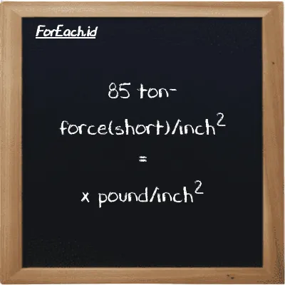 Example ton-force(short)/inch<sup>2</sup> to pound/inch<sup>2</sup> conversion (85 tf/in<sup>2</sup> to psi)